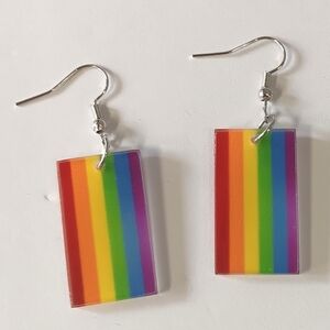Rectangle Dangle Earrings LGBTQ+ Pride 80s colorful Rainbowcore‎ Girlhoodcore